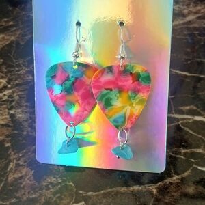 Colorful Heart Drop Earrings in Multicolor